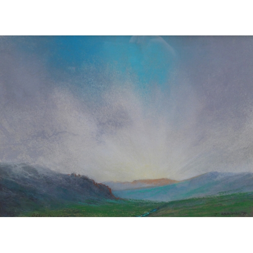 6069 - JAMIE ANDREWS (b.1963) A framed and glazed oil pastel on paper, 'After The Rain, Dartmoor'. Signed b... 