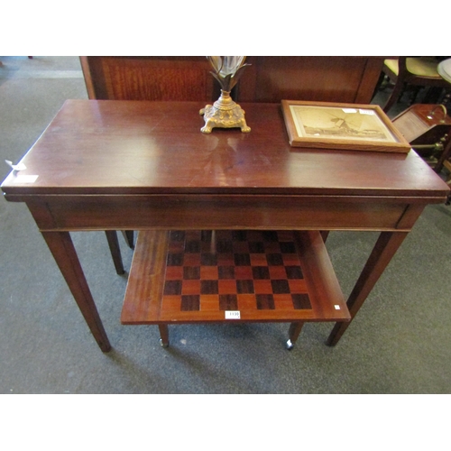 1135 - A Victorian mahogany tea table, rectangular fold-over top, raised on square tapering legs, 90.5cm wi... 