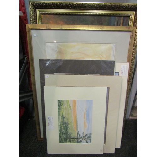 1292 - A selection of mostly unframed mounted watercolours and prints together with a signed watercolour po... 