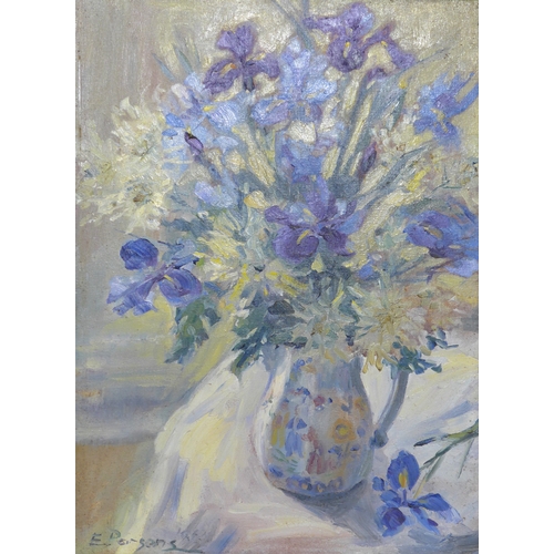 6077 - ELIZABETH PARSONS (b.1953) A pair of oils on canvas still life studies of flowers in jugs. Both sign... 