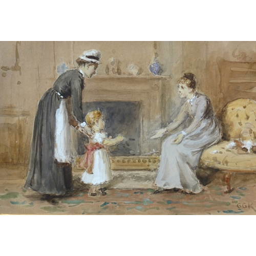 6025 - GEORGE GOODWIN KILBURNE RI RBA (1839-1924) A framed and glazed watercolour, childs first steps to mo... 