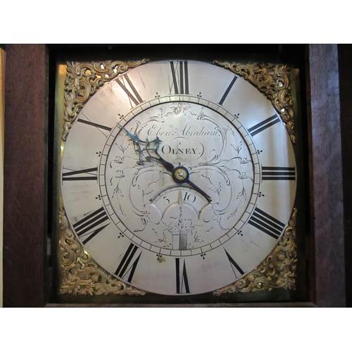 1017 - An 18th Century long case clock by Ebenezer Abraham of Olney (1735-1815), silvered scrolled foliate ... 