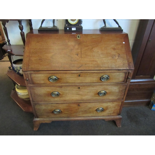 1021 - A Georgian mahogany bureau with fitted interior, 106cm tall x 53cm deep x 98cm wide