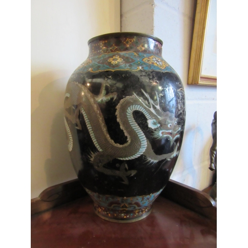 1022 - A cloisonné enamel vase decorated with dragons a/f,  31cm high