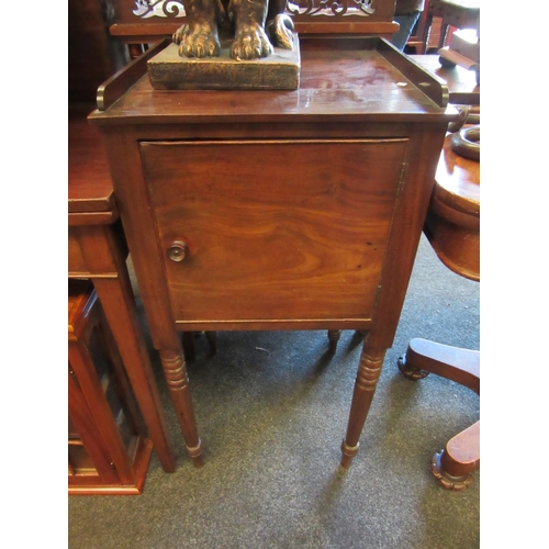 1133 - A Georgian mahogany pot cupboard on ring turned legs, 86cm tall x 42cm wide x 42cm deep