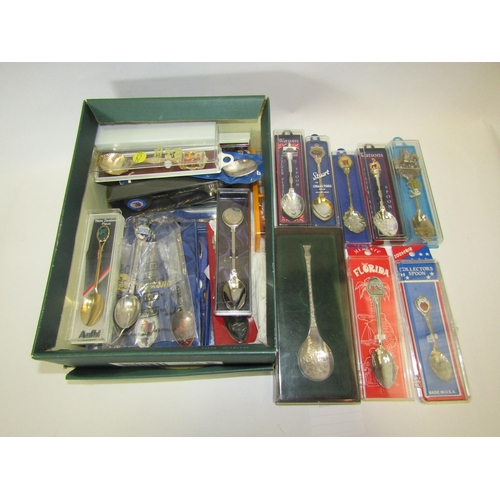 1369 - A box of miscellaneous collectors spoons including silver