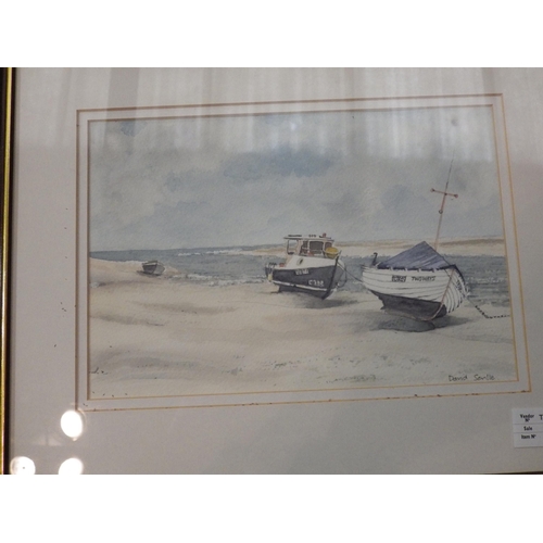 1522 - DAVID SEVILLE (XX-XXI, Local Artist): A set of four watercolours of coastal scenes and marine craft,... 