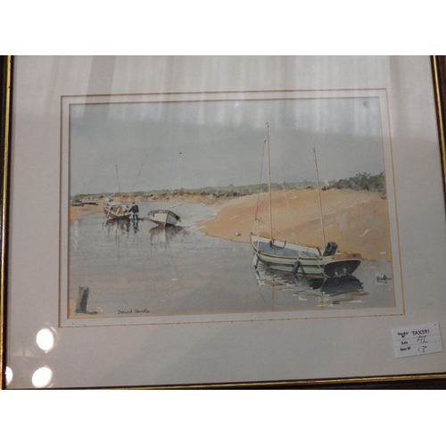 1522 - DAVID SEVILLE (XX-XXI, Local Artist): A set of four watercolours of coastal scenes and marine craft,... 