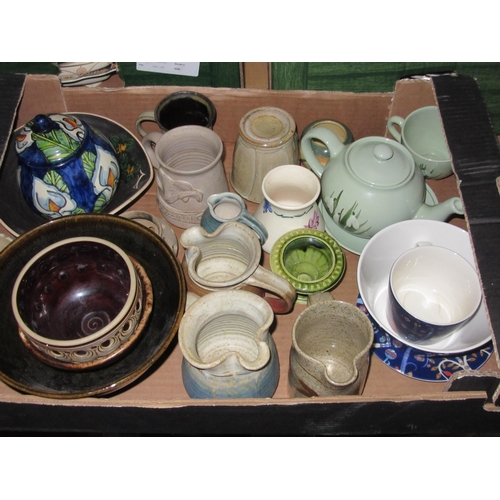 1232 - A selection of mainly Studio pottery ceramics. Also Iittala cup, saucer and bowl