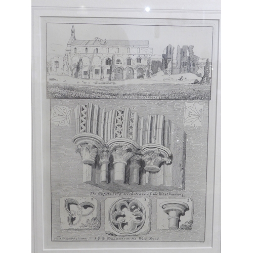 6006 - Twelve framed and glazed engravings after John Sell Cotman (1782-1842) including Bohn editions of 18... 