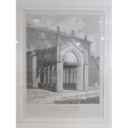 6006 - Twelve framed and glazed engravings after John Sell Cotman (1782-1842) including Bohn editions of 18... 