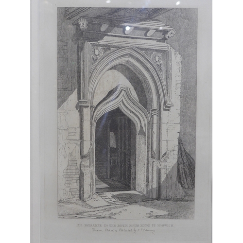 6006 - Twelve framed and glazed engravings after John Sell Cotman (1782-1842) including Bohn editions of 18... 