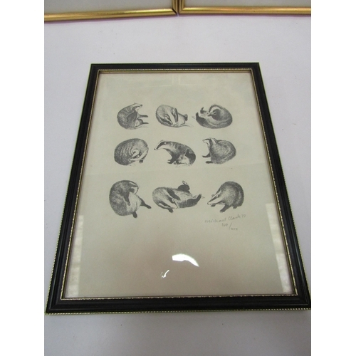 1328 - Two Michael Clark ink drawings, one of badgers, signed and dated 1976 and 