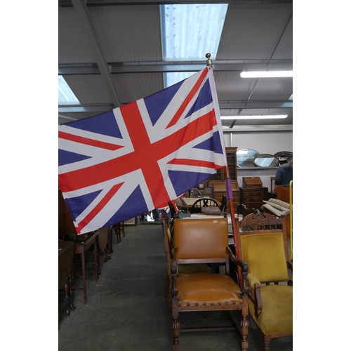 2062 - A Union Jack marching flag on pole, 250cm