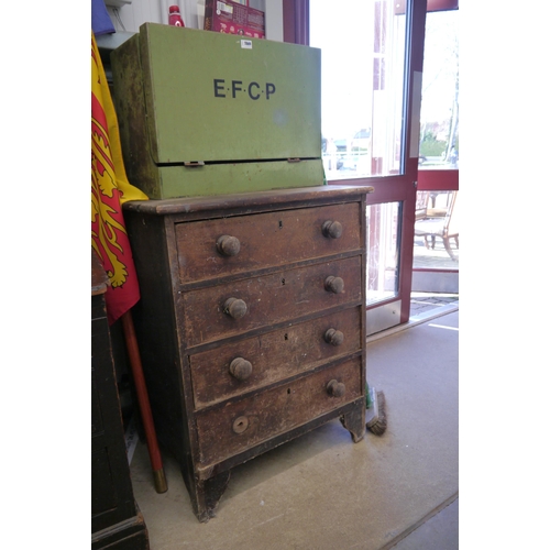 2069 - A rustic 19th Century pine four drawer chest