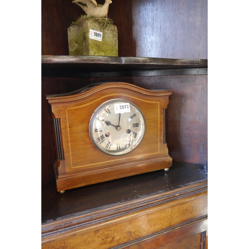 2072 - An Edwardian mahogany inlaid mantel clock and two Napoleon hat clocks (3)