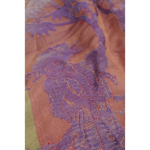 2393 - An Oriental silk on silk throw.  120 x 120cm