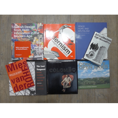 6110 - Eight Modern Design and Architecture related reference books including Joe Colombo, British Design, ... 