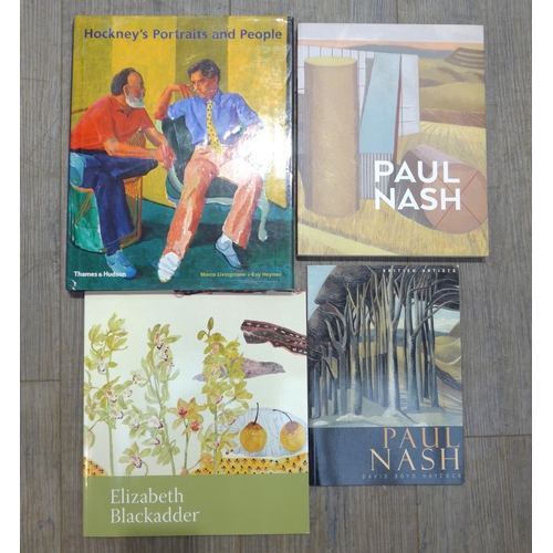 6112 - Four art related reference books including Paul Nash, David Hockney, Elizabeth Blackadder