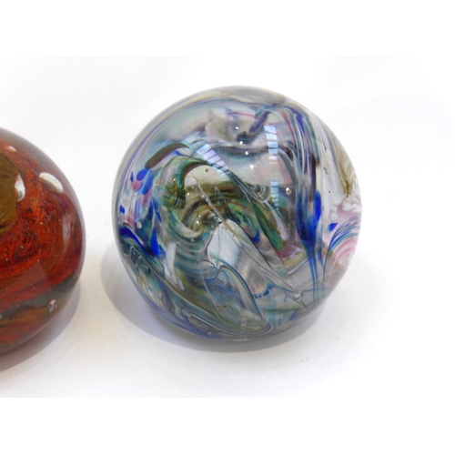 4036 - Three antique paperweights including speckled example