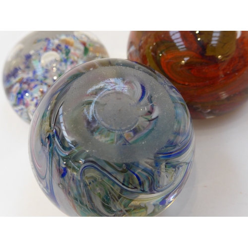 4036 - Three antique paperweights including speckled example