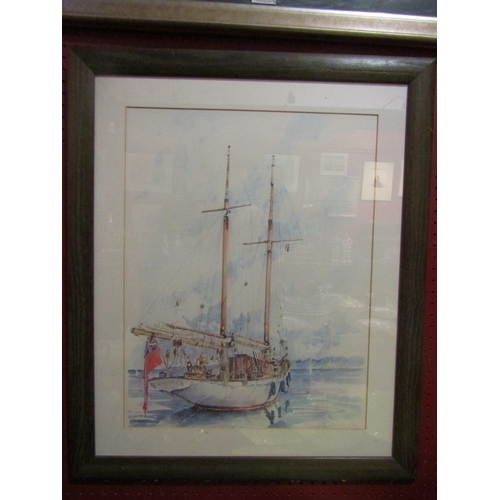 4068 - A watercolour of a sailing ship, signed lower right, framed and glazed, 50cm x 38cm image size