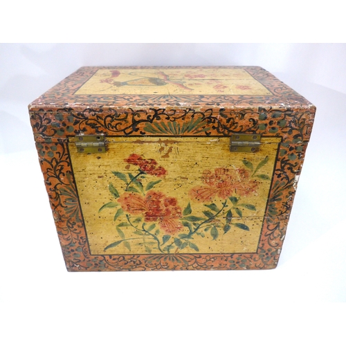 4070 - An Oriental box with painted scenes, 26cm tall