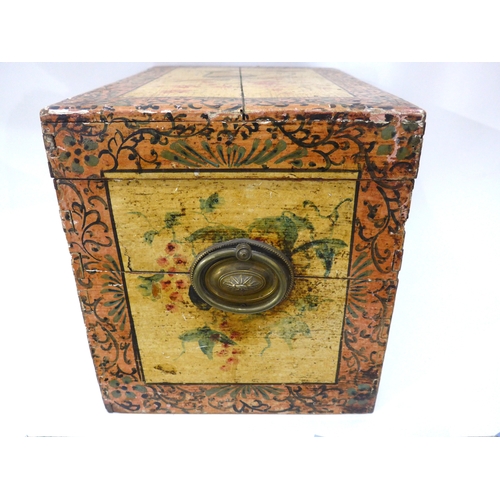 4070 - An Oriental box with painted scenes, 26cm tall