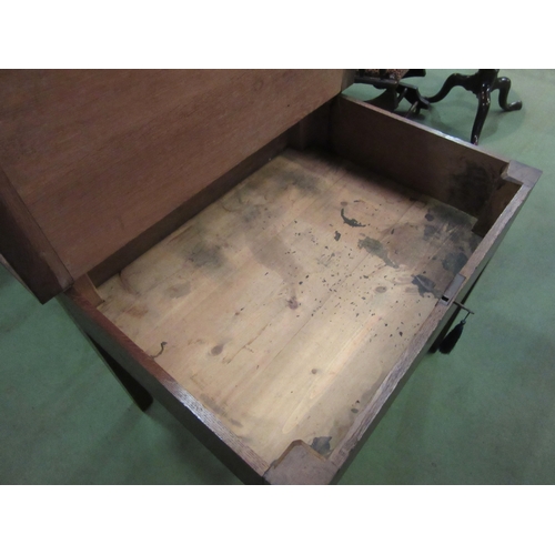 4118 - Circa 1820, an oak school teachers desk hinged top with working key over square tapering legs 78cm t... 