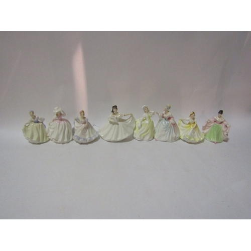 4350 - Eight small Royal Doulton ladies: Ninette, Sara, Buttercup, Fair Lady, Elaine, Diana, etc (8)