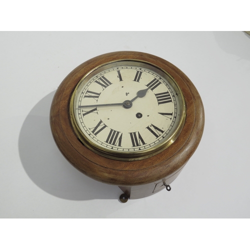 8023 - A small wall hanging dial clock with single fusee movement, having an 8