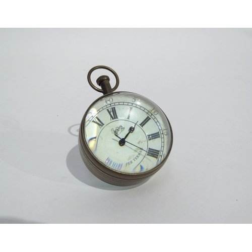 8113 - A marine 'Eye of Time' magnifying desk clock, Roman numeral dial with outer minutes track signed 'Pe... 