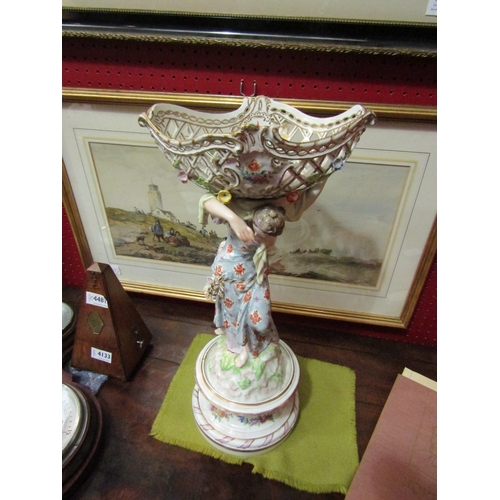 4134 - An early 19th Century Berlin porcelain, three-piece figural table centre piece, with a pierced, boat... 