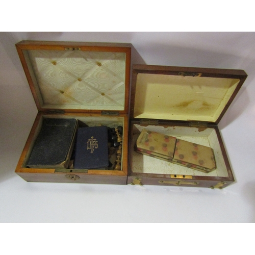 4283 - A Victorian rosewood box with decorative brass mounts. A brass-banded box (2)