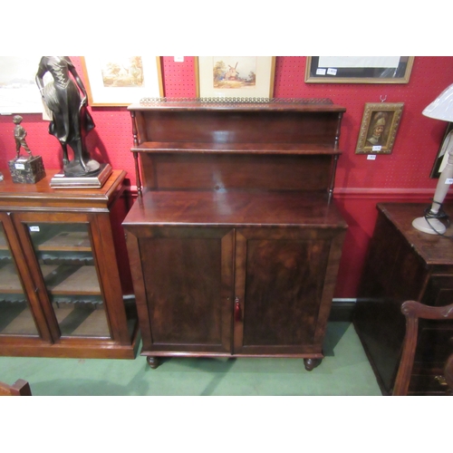 4037 - In the manner of Gillows of Lancaster, a circa 1820 Regency flame mahogany chiffonier, the raised tw... 