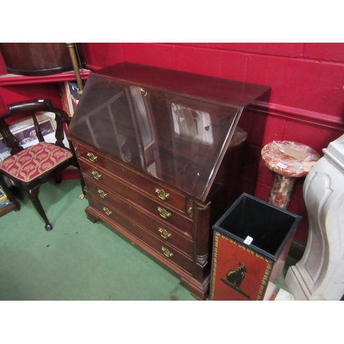 4165 - A George III style mahogany bureau with a fully fitted interior over four drawers on bracket feet (w... 