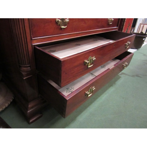 4165 - A George III style mahogany bureau with a fully fitted interior over four drawers on bracket feet (w... 