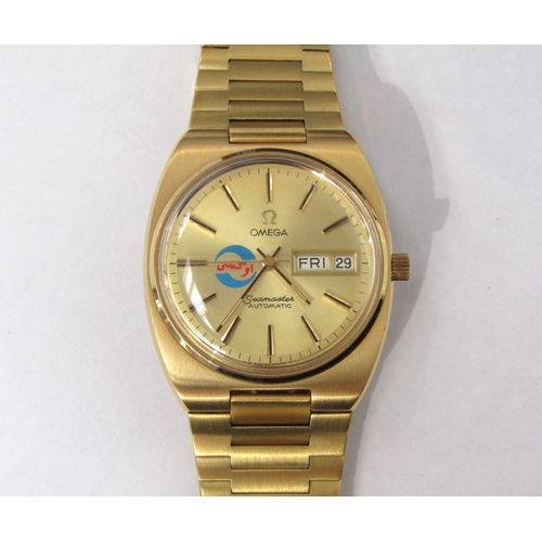 8168 - OMEGA: An Omega Seamaster Automatic gentleman's gold plated wristwatch with Omega clasp to bracelet,... 