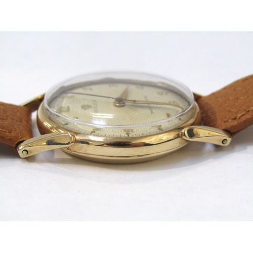 8150 - ROLEX: A Rolex 9ct gold cased gentleman's wristwatch on pigskin leather strap, the textured honeycom... 