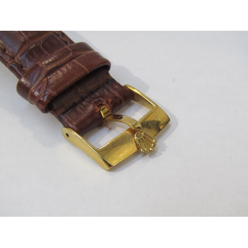 8152 - ROLEX: A Rolex Oyster gentleman's wristwatch on leather strap, the gold plated case with screw on st... 