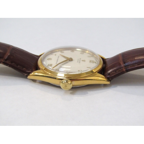 8152 - ROLEX: A Rolex Oyster gentleman's wristwatch on leather strap, the gold plated case with screw on st... 