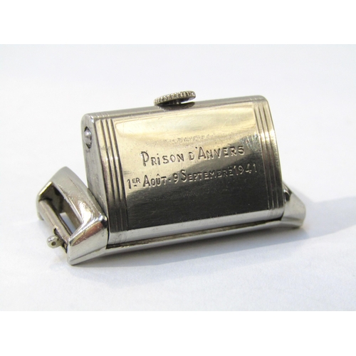 8173 - A rare early 1930s 18ct white gold Reverso ladies wristwatch, the black dial with baton markers and ... 