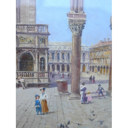 6004 - ANTONIETTA BRANDEIS (1848-1926) A View of Piazza San Marco, Venice, showing St Marks Campanile. Oil ... 