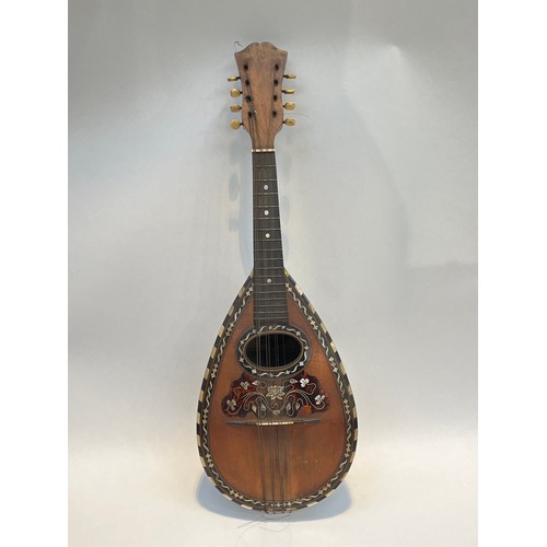 5091 - An early 20th Century Pietro Tonelli of Napoli round-back mandolin, inlaid with mother of pearl, ros... 