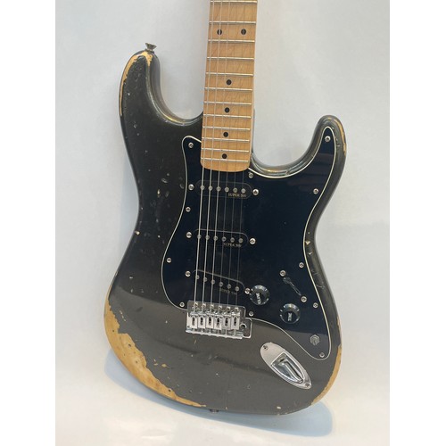 5081A - A Westfield Stratocaster style electric guitar, black metallic roadworn finish, with soft case