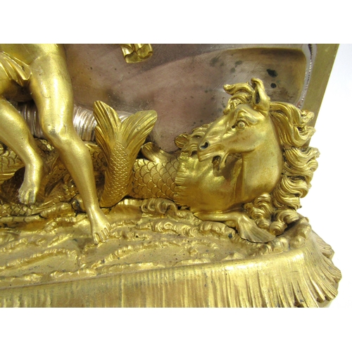 8046 - A 19th Century French gilt metal mantel clock depicting Amphitrite, wife of Poseidon. Central silver... 