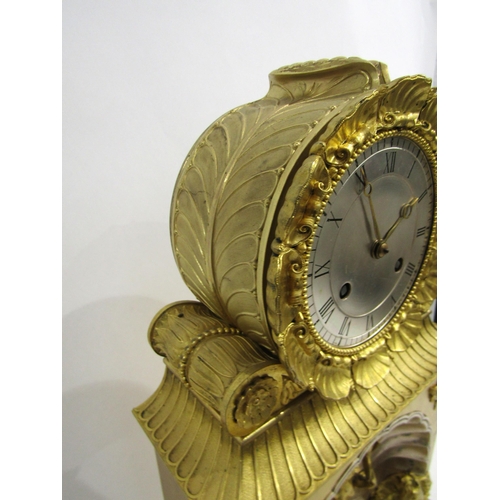 8046 - A 19th Century French gilt metal mantel clock depicting Amphitrite, wife of Poseidon. Central silver... 