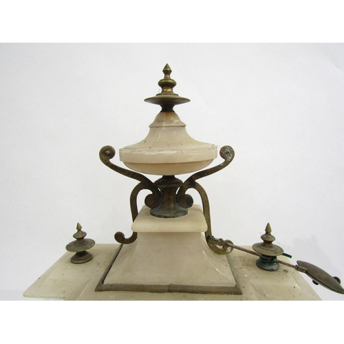 8053 - A 19th Century French alabaster mantel clock, the Roman numeral dial signed 'Fd Michelson A Valence'... 