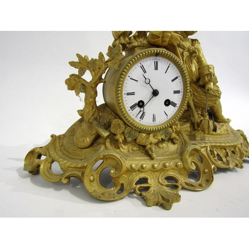 8064 - A 19th Century French gilt metal mantel clock by A. Brocot & Delettrez of Paris, ornate floral and s... 