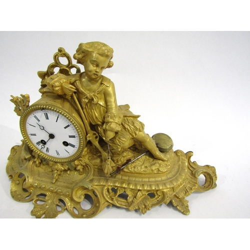 8064 - A 19th Century French gilt metal mantel clock by A. Brocot & Delettrez of Paris, ornate floral and s... 